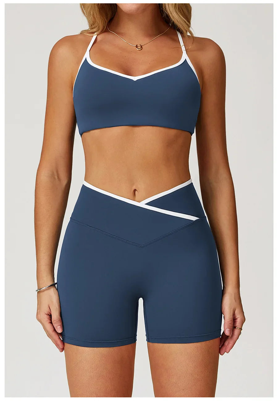 Sportswear Woman Gym Sports Bra Shorts Leggings 2 Piece Set Workout Naked Feeling Seamless Female Fitness Clothing Tracksuits