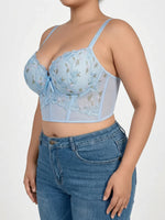 Women's Floral Embroidery Lace Push Up Bra With Underwire Longline Shaping Side Support Minimizer Comfortable Bra