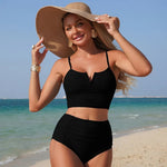 2026 New Black Women's Bikini Sexy Blue Two-Piece Swimwear High Elasticity Quick Dry Nylon Fabric with Chest Pad Orange Swimsuit