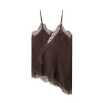 HH Sexy Women Asymmetrical Lace Slip Tops Summer Female Backless Sleeveless Off Shoulder Underwear Tanks Elegant Beach Camisole