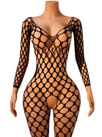 One Piece Crotchless Bodystocking EroticTransparent Sexy Lingerie Sexiest Bodysuit Mesh Hollow Bra Set Black Full Body Stockings