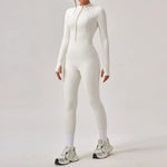 Women's Jumpsuits One-Piece Suit Yoga Set Zipper Long Sleeve Gym Push Up Workout Clothes Fitness Bodysuit Sportswear Tracksuit