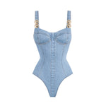 Denim Print 2Pcs Swimsuit Sexy Bikini Women Swimwear Bandeau Biquini Female Mini Skirt Bathingsuit Push Up Swim Suit Beachwear