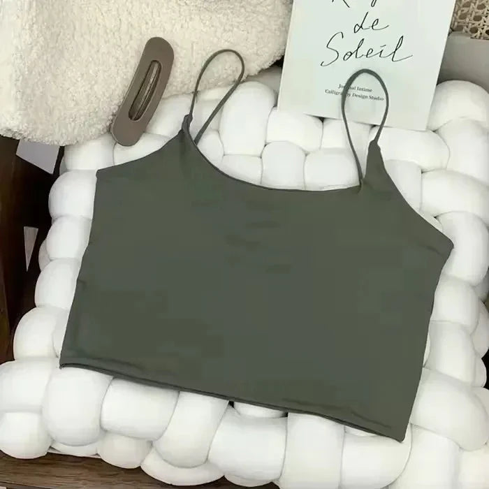 Summer Bra Top Sexy Women Ice Silk Crop Top Seamless Tube Tops Camisole Underwear Korean Fashion Solid Padded Bralette Vest