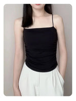 Summer Simple Women's Cotton Sling Camisole Crop Top Sleeveless Shirt Lady Bra Tank Tops Straps Skinny Girls Camisole Base Best