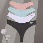 4Pcs/set Cotton Thongs Women Low-Rise Bikini Underwear M-XL Comfortable G-string Female Fruit Embroidery T-Back Panties Lingerie