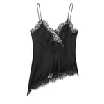 HH Sexy Women Asymmetrical Lace Slip Tops Summer Female Backless Sleeveless Off Shoulder Underwear Tanks Elegant Beach Camisole