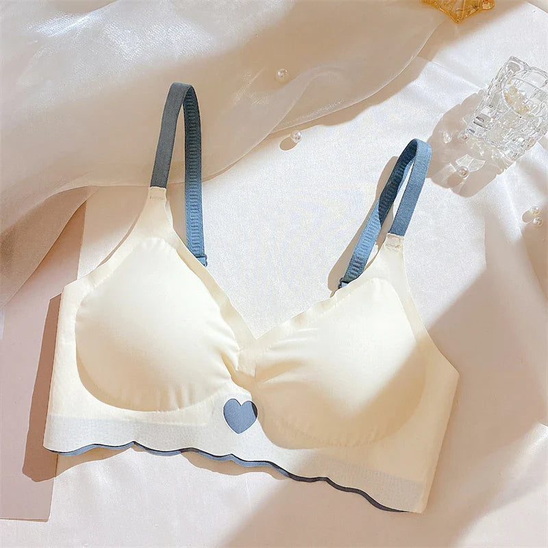 Seamless Invisible Cute Bra For Women Sexy Lingerie Deep Vneck Push Up Bra Wire Free Brassiere Bra Removable Pads Bralette Bra
