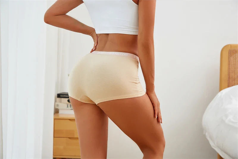 Finetoo Women's Panties Cotton Seamless Sports Boxers Underwear Female Solid Color Briefs Cozy Lingerie Intimate Underpant S-XXL
