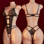 TransparentLace Lingerie Deep V Hollow Open Bra Erotic Lingerie Set Sexy Crotchless Bodysuit Temptation Pajamas Hot Underwear