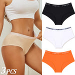 3Pcs Women's Cotton Briefs Letter Belt Underwear Women Panties Sexy Breathable Briefs Female Stretch Ladies Soft Lingerie