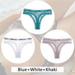 New 3Pcs Lace Thongs Women Floral G-string Underwear Trendy Letter T-Back Underpants Sexy Low Waist Bikini Panties Ladies Panty