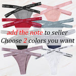 2Pcs/Set Women Thongs Panties Female Letter Belt Underwear Ladies Cotton Cross Strap Bikini M-XL G-String Girl Intimate Lingerie