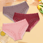 3Pcs Sexy Cotton Lace Panty Women Low Waist Panties Underwear S-XL Solid Color Ladies Briefs Lingere Underware Comfortable Women