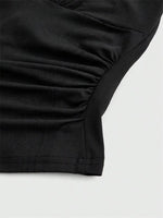 Leopard Printed V-neck Backless Halter Crop Top for Women Summer Sexy Y2K Sleeveless Ruched Top Streetwear