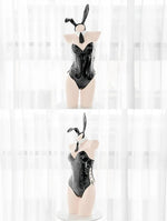 Mai Sakurajima Bunny Girl Cosplay Costume Women Sexy Lingerie PU Leather Bodysuit with Tie and Headband Set Anime Outfit