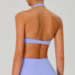 Fitness Sports Bra Women Halter Top High Support Push-up Open Back Gym Wear Hanging Neck Fitness Bar Yoga Bar Workout Underwear