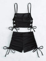 Sexy Bikini 2024 Women White Black Hollow Out Push Up Padded Two Piece Swimsuit Summer Bathing Suit Lace Up High Waist Swimwear