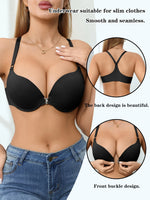 Women's Bra Everyday Solid Color Metal Front Clasp Push-Up Bra Lined Small Bust Appears Larger Sexy Bras