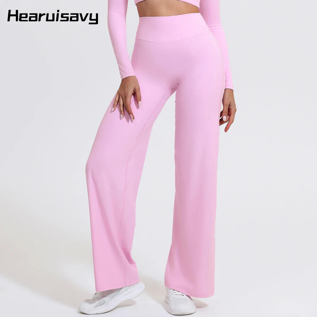 Hearuisavy Summer Straight-Leg Sports Pants Women Gym Clothing Fitness Tights Naked Feeling Compression Wide Leg Yoga Leggings