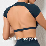 Hearuisavy Summer Customizable Sports Shirts Workout Sportswear Backless Yoga Clothing Chest Pads Sport Crop Tops Gym Top Women