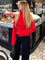 Trendix Knit Tank Top Sets For Women Fashion High Neck Vest And Long Sleeve Shawl 2 Piece Suits Sexy Backless Knitwear Top Femme