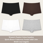 New 4PCS Women's Panties Cotton Seamless Sports Boxers Underwear Female Solid Color Cozy Lingerie Intimate Underpants XS-XL