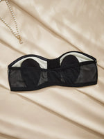 1/2 Thin Cup Sexy Strapless Bra Lace patchwork Wireless Push up bra Breathable back and Comfortable Unlined Bandeau lingerie