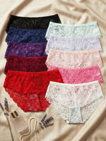 10 PCS/Set Women's Lace Panties Sexy Lace Female Underwear Low Rise Floral Sheer Panties