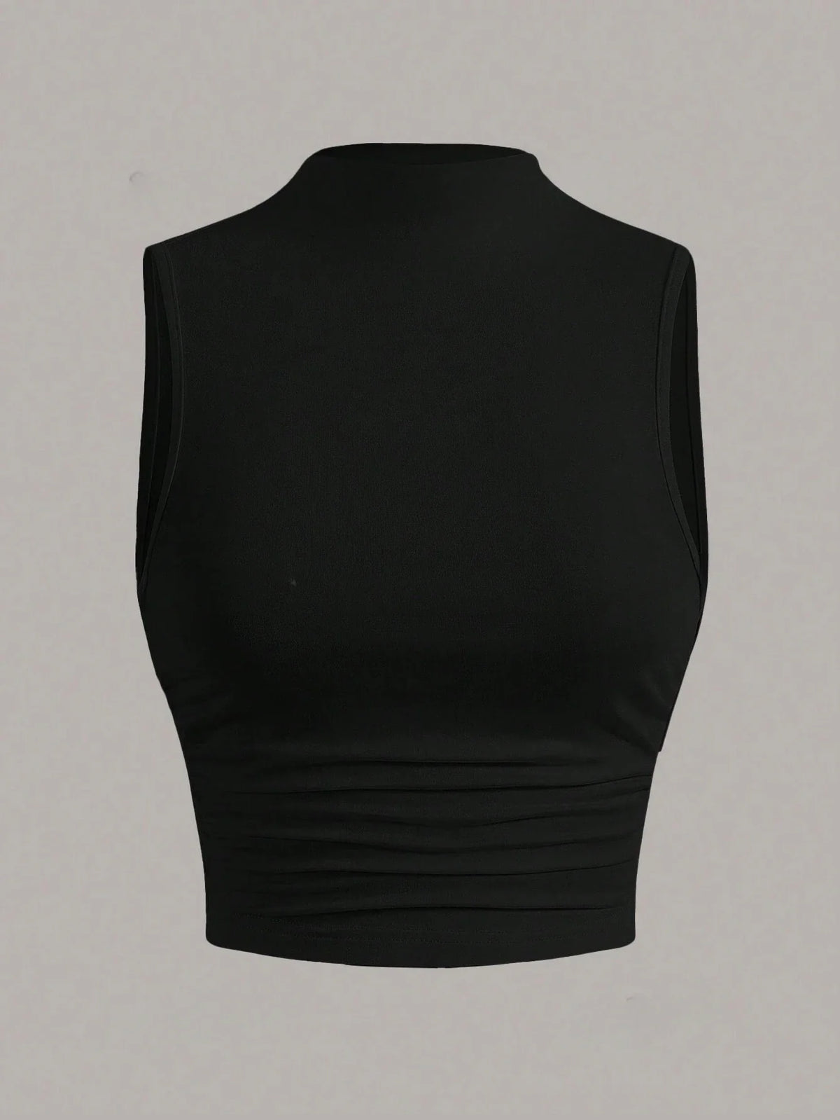 Casual Mock Neck Sleeveless Tank Top for Women Summer Sexy Solid Color Slim Fit Stand Collar Crop Top Streetwear 2024