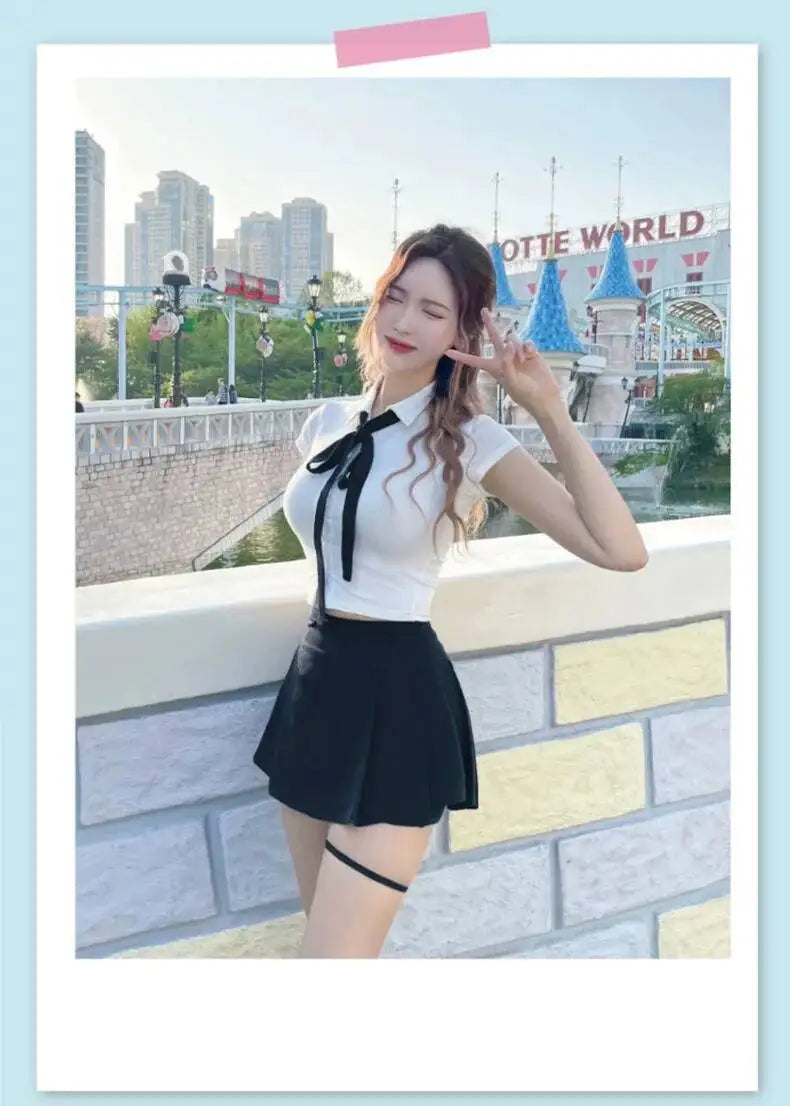 WOMENGAGA Korea Style Sexy Slim High Waist Strap A-line Half Length Skirt Fashion Women Skorts JK Sweet 2023 NewOW3W