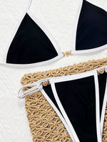 Sexy Black Contrast Bikini 2025 Women Luxury Push Up Bra Diamond Thong Swimsuit Brazilian Beach Bathing Suit Micro Swimwear