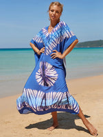 2025 Loose Boho Style Maxi Dress Print Face Swim Suit Cover-up Bohemian Dress Robe Plage Kaftan Maxi Dress Beach Wear Tunics