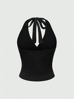 Leopard Printed V-neck Backless Halter Crop Top for Women Summer Sexy Y2K Sleeveless Ruched Top Streetwear