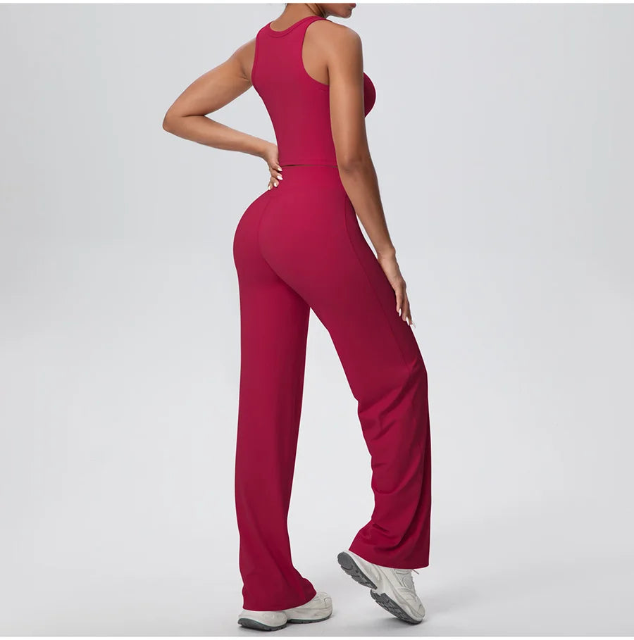 2PCS Yoga Set Women Tracksuit Nude Feeling Workout Sets Gym Clothes Push Up Fitness Running Sportswear Sport Straight tank suit