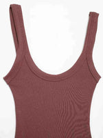 Women's Skinny Ribbed O-Neck Bodysuits with Straps Snap-Button Sexy Fashion Playsuits Comfortable Stretchy Female Clothing