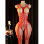 Transparent Fishnet Lingerie Women Crotchless Bodysuits Sexy Open Crotch Pantyhose Teddy Jumpsuits Erotic Full Body Stockings