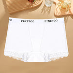 Women's Cotton Lace Boyshorts Sexy Letter Belt Breathable Boxer Panties High Waist Stretch Briefs Comfortable Sport Shorts S-XXL