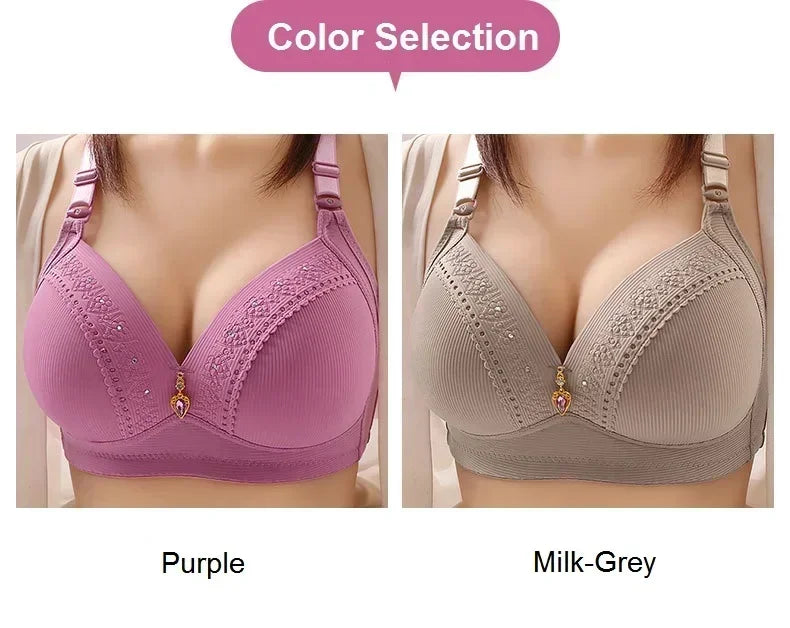 Gathered Side Collection Lifting Underwear Breasts Brassiere Large Size Bra Full Cup Underwear Brassiere No Steel RingBra