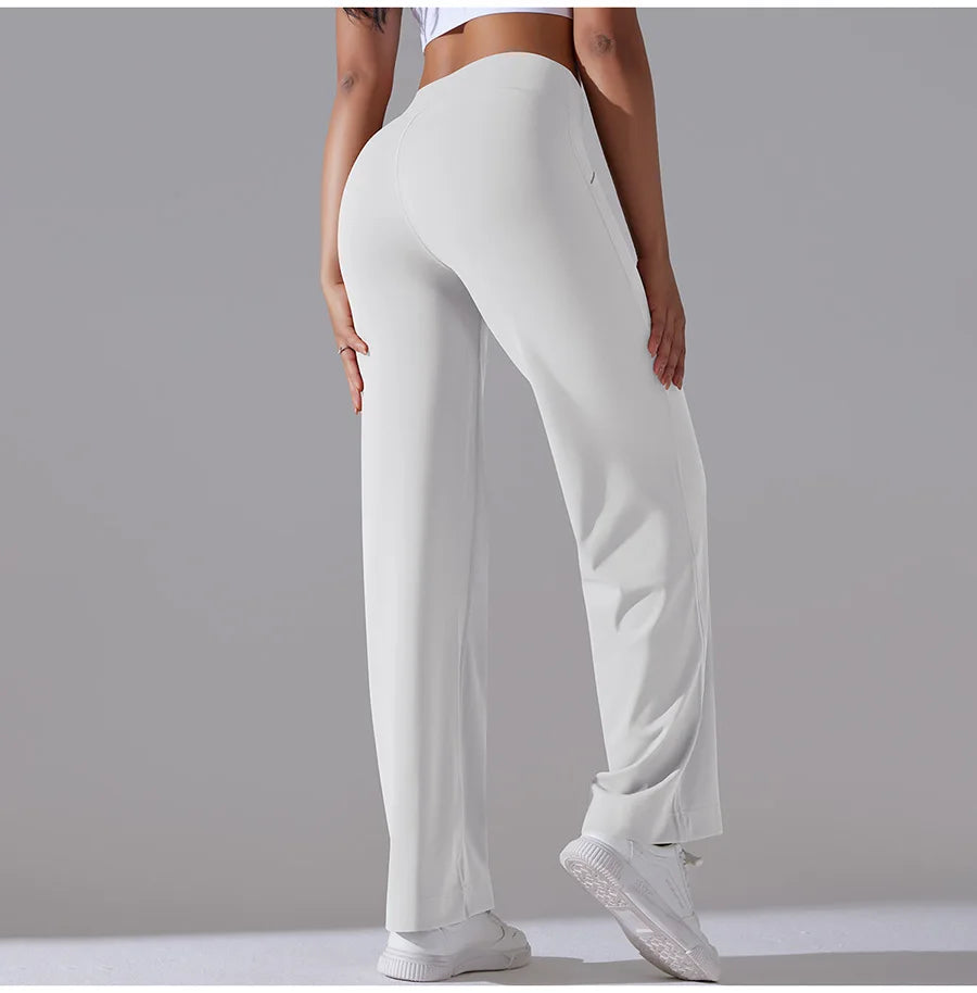 New Yoga Straight Leg Sweatpants Straight Leg Women's Loose Tracksuit Pants Wide Leg Outdoor Gym Running Casual Tracksuit Pants