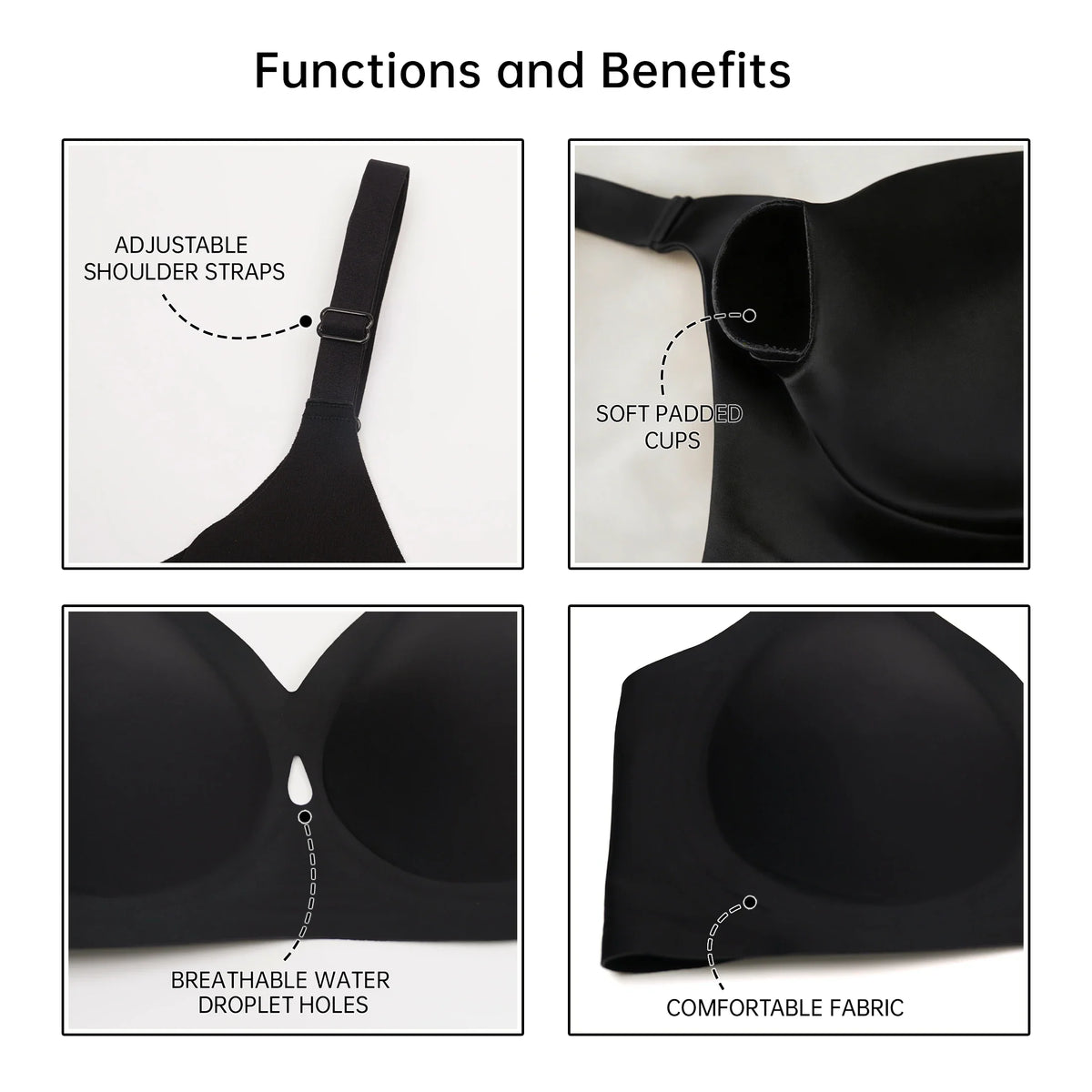Ladies' Winter Bralettes | 3D Soft Air Support, Women's Seamless Wireless Sports Bras - Push-Up Design Everyday Basic Bras