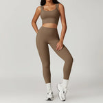 2 Pieces Yoga Suit Women Sexy Tight-Fitting Fitness Sports Set Gym Bra Elasticity High Waist Leggings Female Athletic Wear 8793
