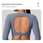 Hearuisavy Sports Set 2Pcs Women'sLong Sleeve Backless Fitted Fitness Top Push Up Pilates Yoga Top Wide Leg Straight Leg Pants