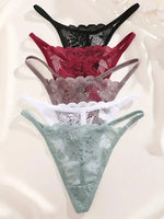 4PCS Sexy Hollow Out Lace Women Lingerie Underpants Female Lace Transparent G-string Thong Low Waist Female Soft Intimates S-XL