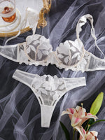 Fairy Lingerie Floral Valentine Charming Brief Panty Underwear Sexy Nighty Fancy Underwear Brief Set for Lady See Through Bra