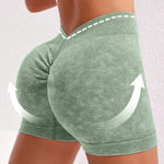 Women's Washed Yoga Shorts Fitness Quick Drying High Waist Workout Biker Shorts Hip Lift V Waist Sports Shorts