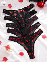 5pcs/pack Print Design Sexy Women thongs Breathable Comfortable Lady g-string Underwear Elegant Sexy Lingerie Fashion New Panty