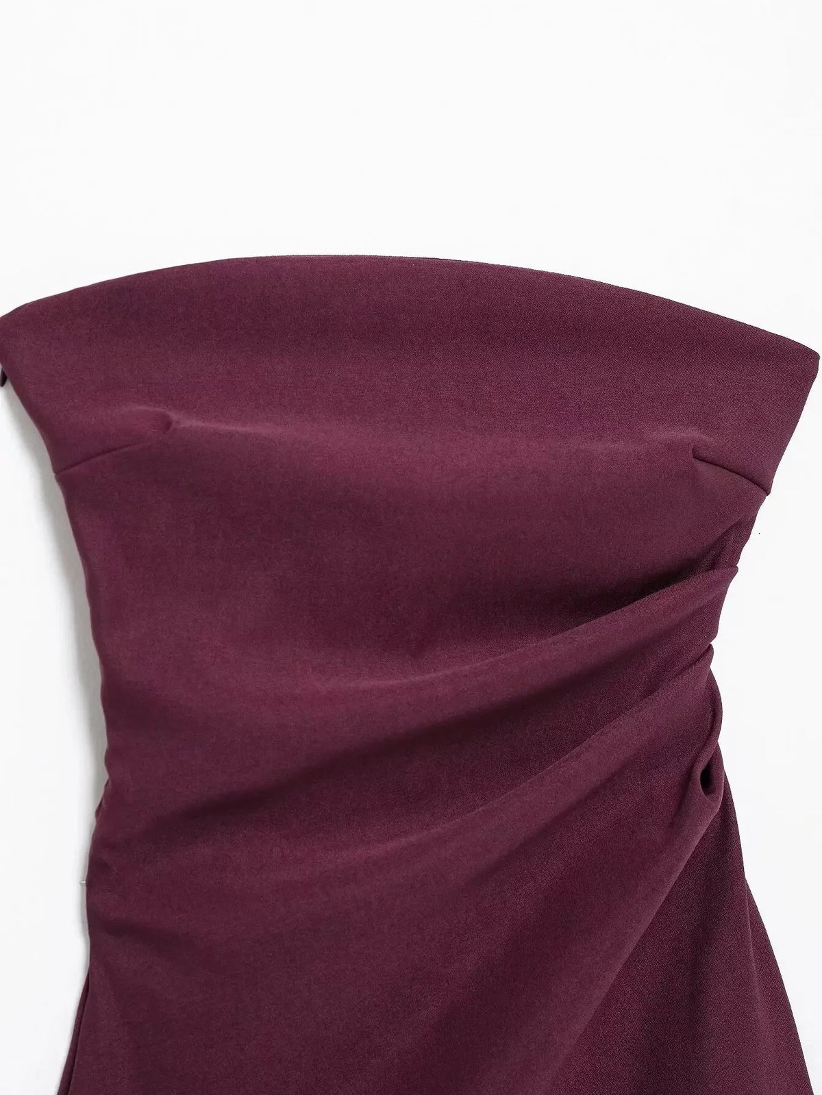 HH Elegant Women's Strapless Ruched Side Top Asymmetrical Hem Crop Tube Top for Vacation Wedding Guest Evening Wear