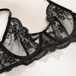 Embroidery Lingerie 3Pcs Sets Ultrathin Mesh Patchwork See Through Bras And Thongs Garter Suits Erotic Intimate Sexy Underwear