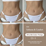 3PCS Women's Panties Cotton Thongs Adjustable Waist Sexy G-String Solid Color Seamless Intimate Female Underpants Lingerie S-XL